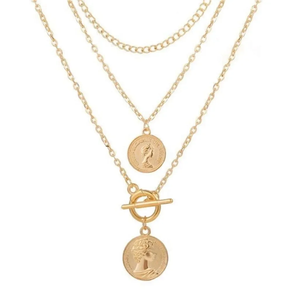 Necklace multilayered Coin Lariat NWT